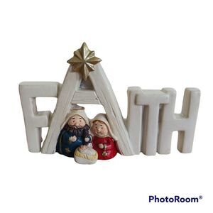 Dicksons Resin "Faith" Holy Family Nativity Shelf Mantel Table Top Figurine